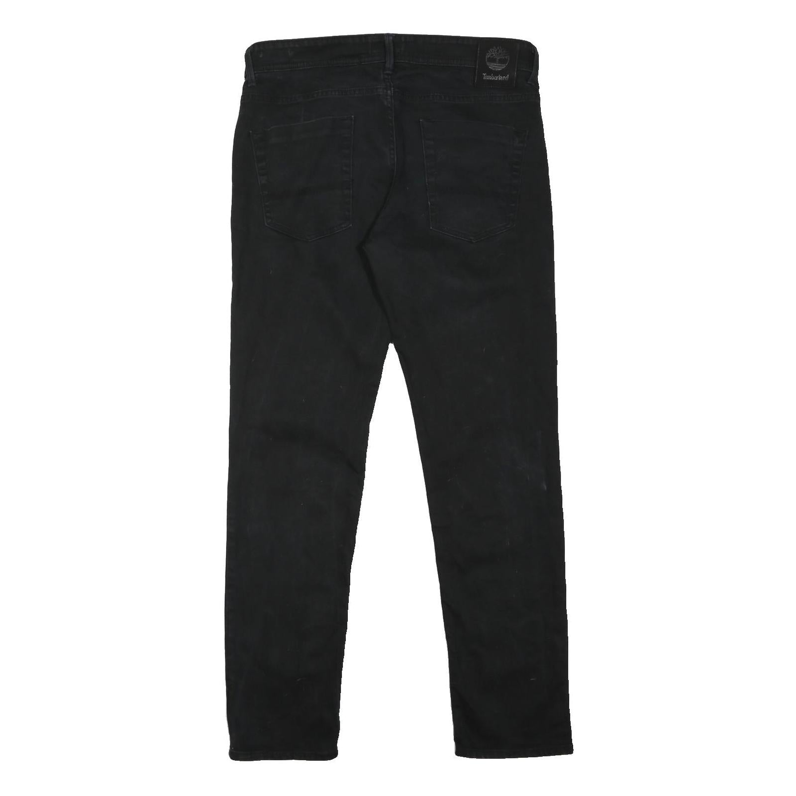 TIMBERLAND Mens Black Slim Jeans Denim W34 L31 Button Cotton Blend Stylish