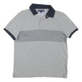 TOMMY HILFIGER Mens Grey & Navy Short Sleeve Colourblock Polo Shirt M Cotton