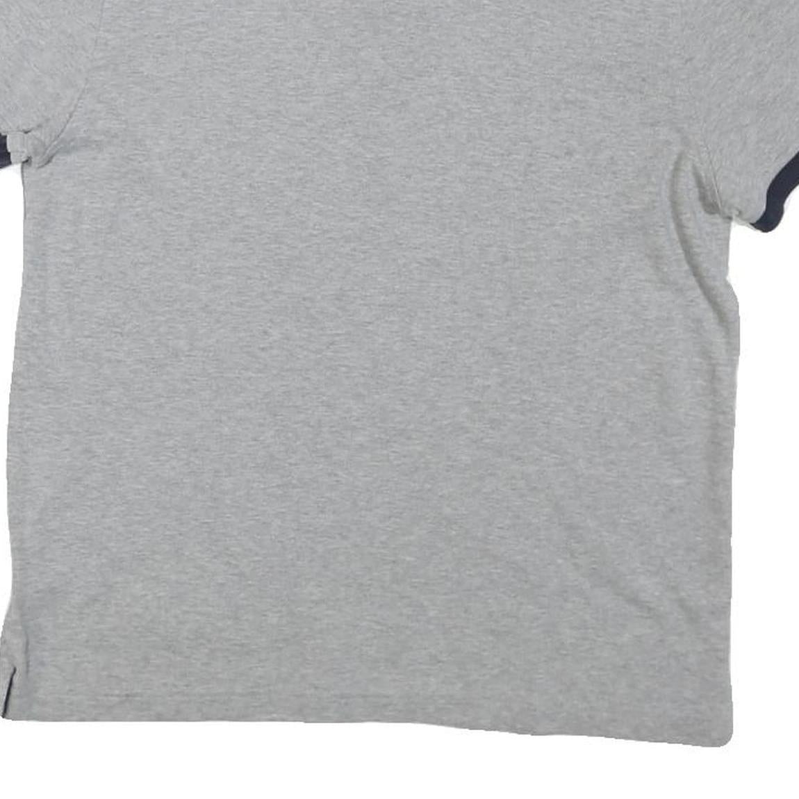 TOMMY HILFIGER Mens Grey & Navy Short Sleeve Colourblock Polo Shirt M Cotton