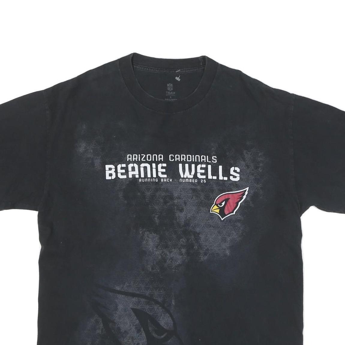 NFL Mens Black Arizona Cardinals Beanie Wells Graphic T-Shirt L Short Sleeve
