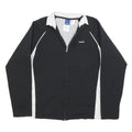 REEBOK Womens Black & White Zip Jacket UK 14 Polyester Blend Athletic Sportswear