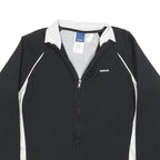 REEBOK Womens Black & White Zip Jacket UK 14 Polyester Blend Athletic Sportswear