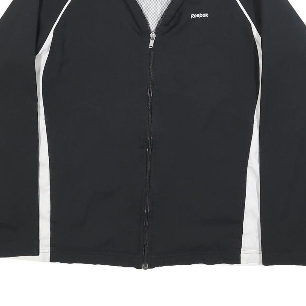 REEBOK Womens Black & White Zip Jacket UK 14 Polyester Blend Athletic Sportswear