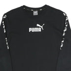 PUMA Womens Black Logo Detail Crew Neck Sweatshirt S Cotton Blend Sportswear