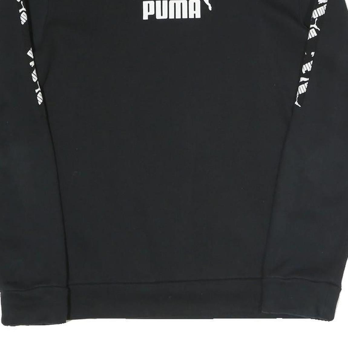 PUMA Womens Black Logo Detail Crew Neck Sweatshirt S Cotton Blend Sportswear