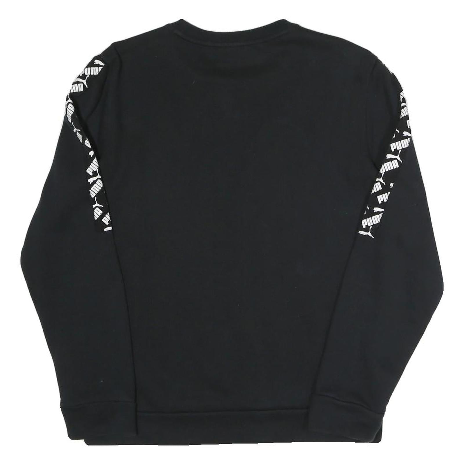 PUMA Womens Black Logo Detail Crew Neck Sweatshirt S Cotton Blend Sportswear