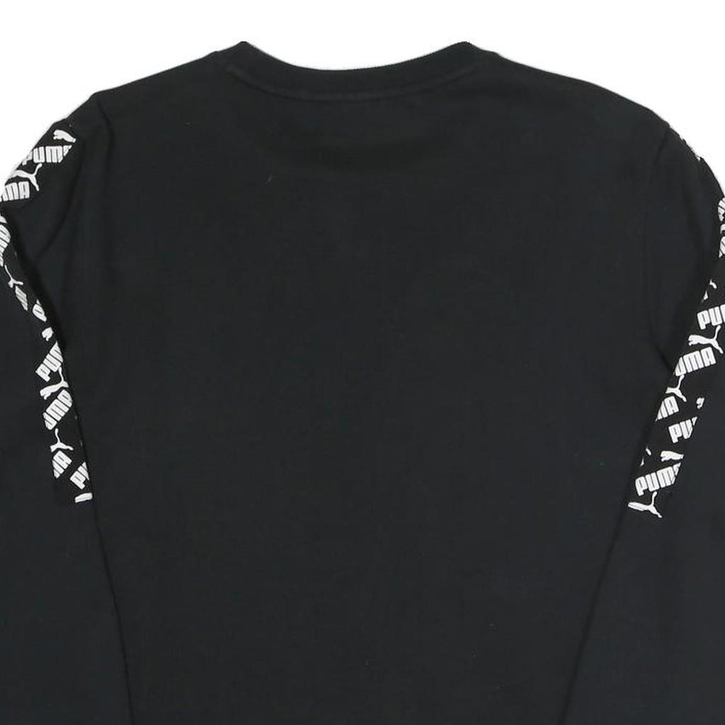 PUMA Womens Black Logo Detail Crew Neck Sweatshirt S Cotton Blend Sportswear
