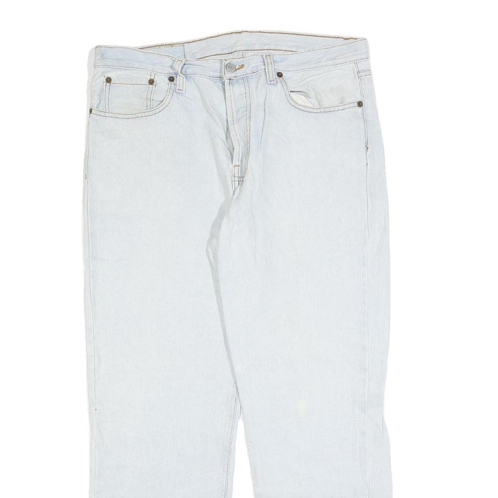 LEVI'S 501 Mens Blue Regular Straight Denim Cotton Blend Light W34 L28 Button