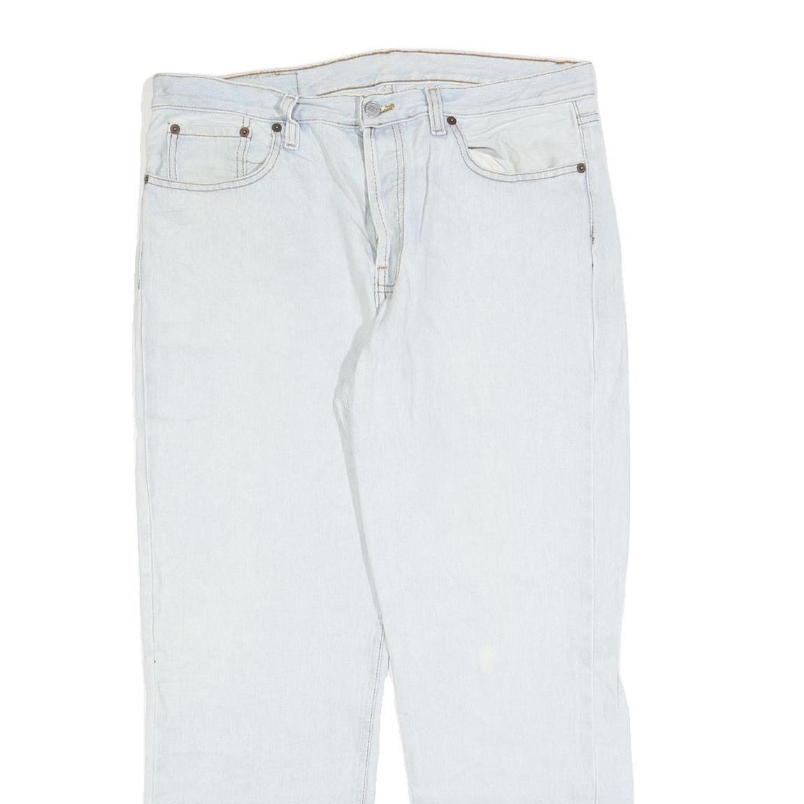 LEVI'S 501 Mens Blue Regular Straight Denim Cotton Blend Light W34 L28 Button