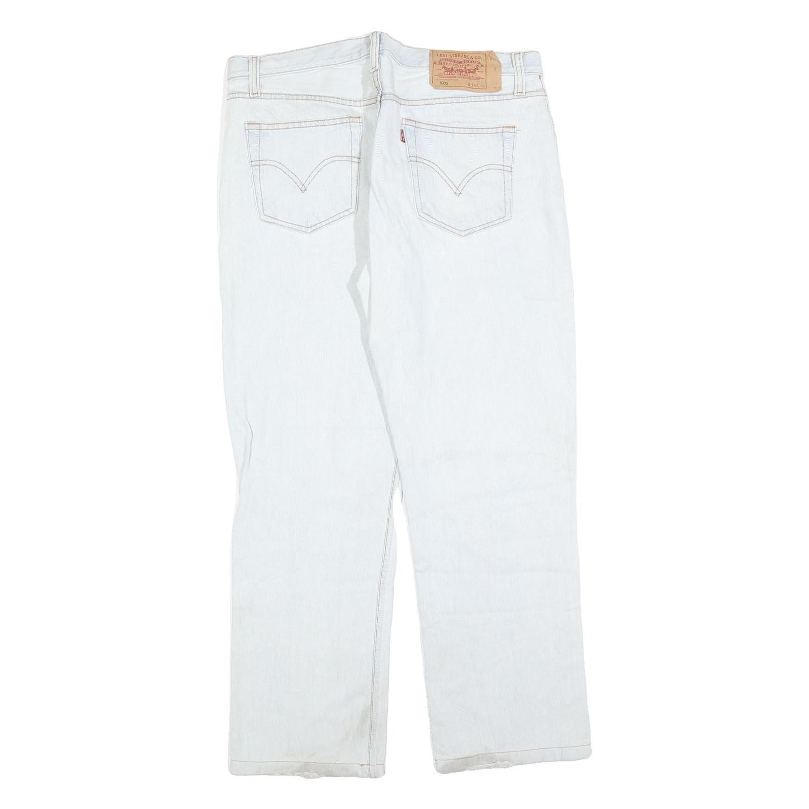 LEVI'S 501 Mens Blue Regular Straight Denim Cotton Blend Light W34 L28 Button