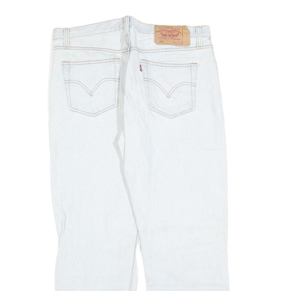 LEVI'S 501 Mens Blue Regular Straight Denim Cotton Blend Light W34 L28 Button