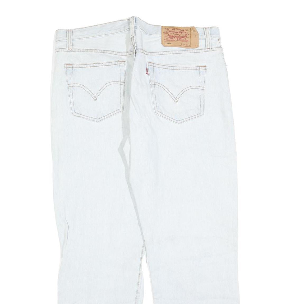 LEVI'S 501 Mens Blue Regular Straight Denim Cotton Blend Light W34 L28 Button