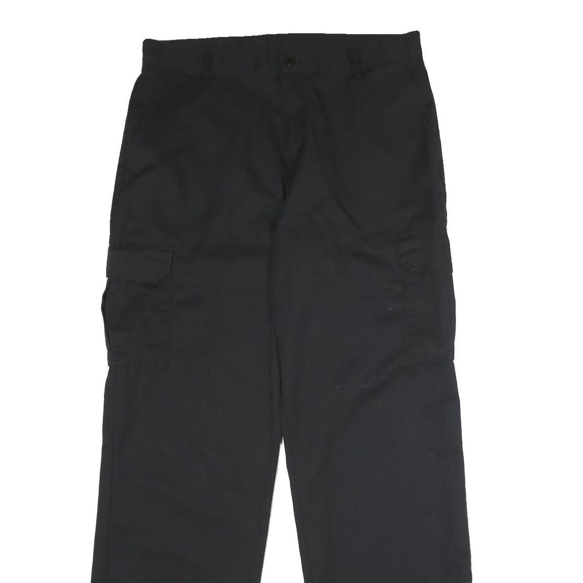DICKIES Mens Black Polyester Blend Regular Straight Trousers W34 L34 Cargo