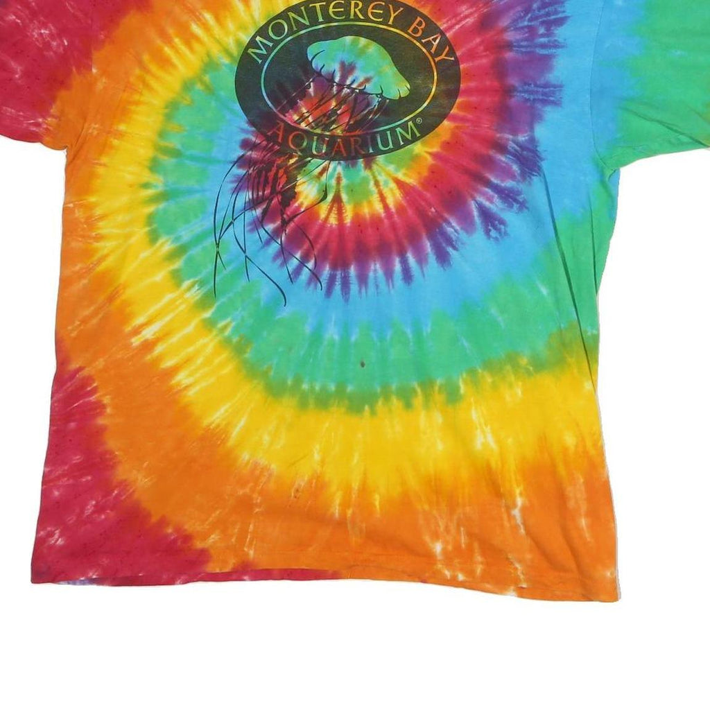 ANVIL Mens Multi Tie Dye Monterey Bay Aquarium Graphic T-Shirt XL Short Sleeve