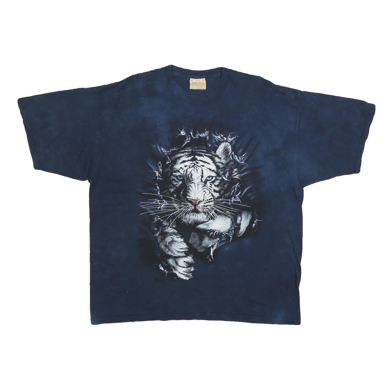 THE MOUNTAIN Mens Navy Blue Tiger Graphic T-Shirt XL Short Sleeve Crew Neck