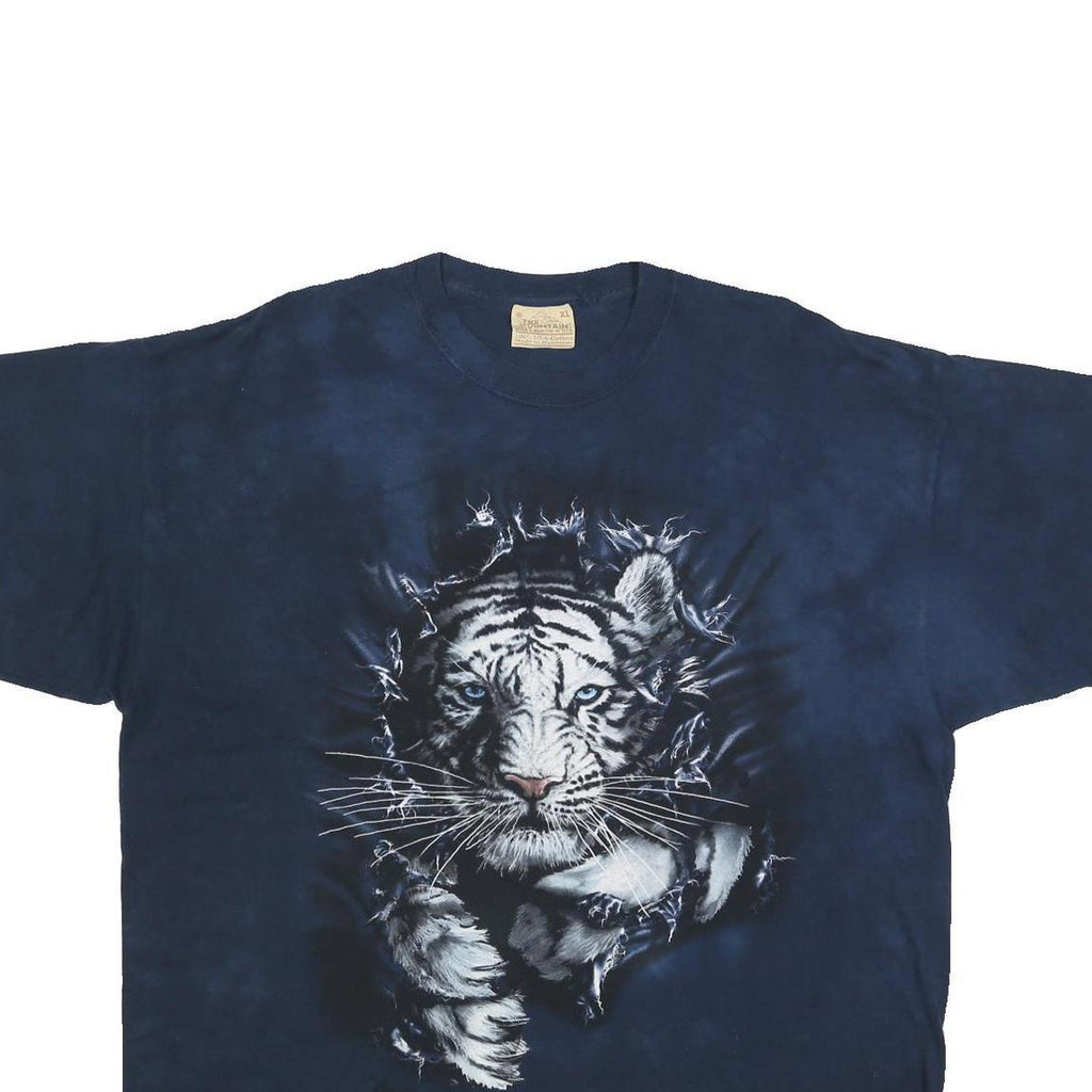 THE MOUNTAIN Mens Navy Blue Tiger Graphic T-Shirt XL Short Sleeve Crew Neck