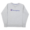 CHAMPION Mens Grey Cotton Blend Crew Neck M Logo Sweatshirt Casual Comfort