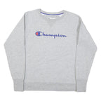 CHAMPION Mens Grey Cotton Blend Crew Neck M Logo Sweatshirt Casual Comfort