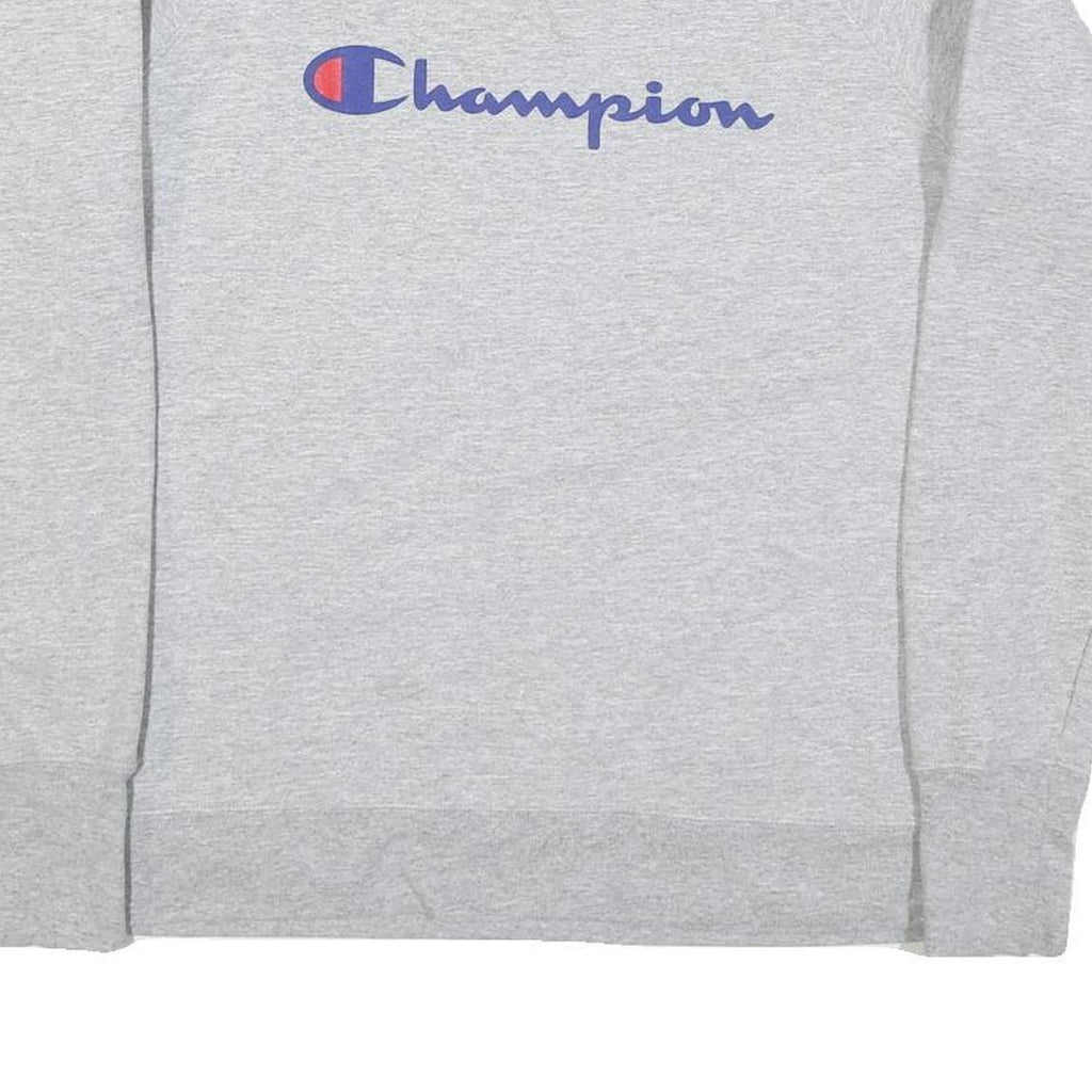 CHAMPION Mens Grey Cotton Blend Crew Neck M Logo Sweatshirt Casual Comfort