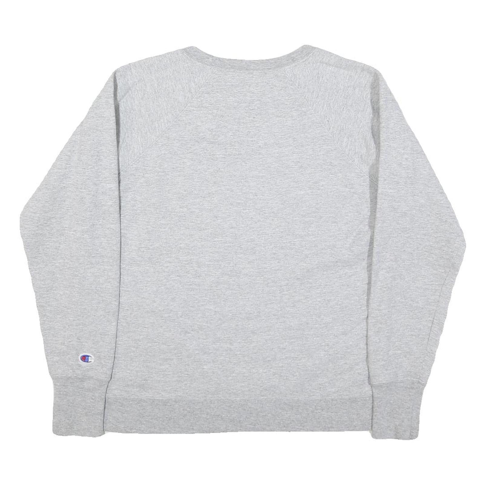 CHAMPION Mens Grey Cotton Blend Crew Neck M Logo Sweatshirt Casual Comfort