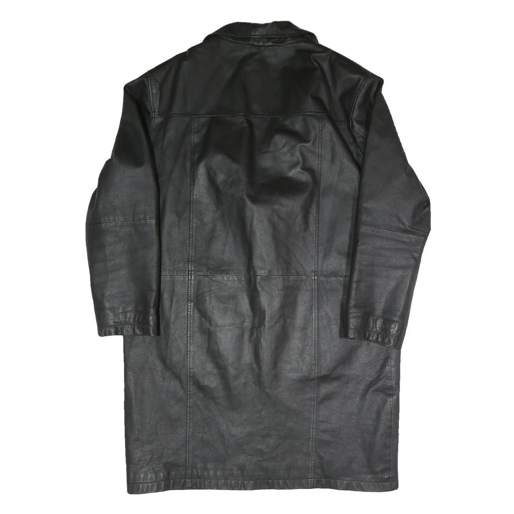 ETCH LEDER Mens Black Leather Button Jacket L Leather Classic Button Closure