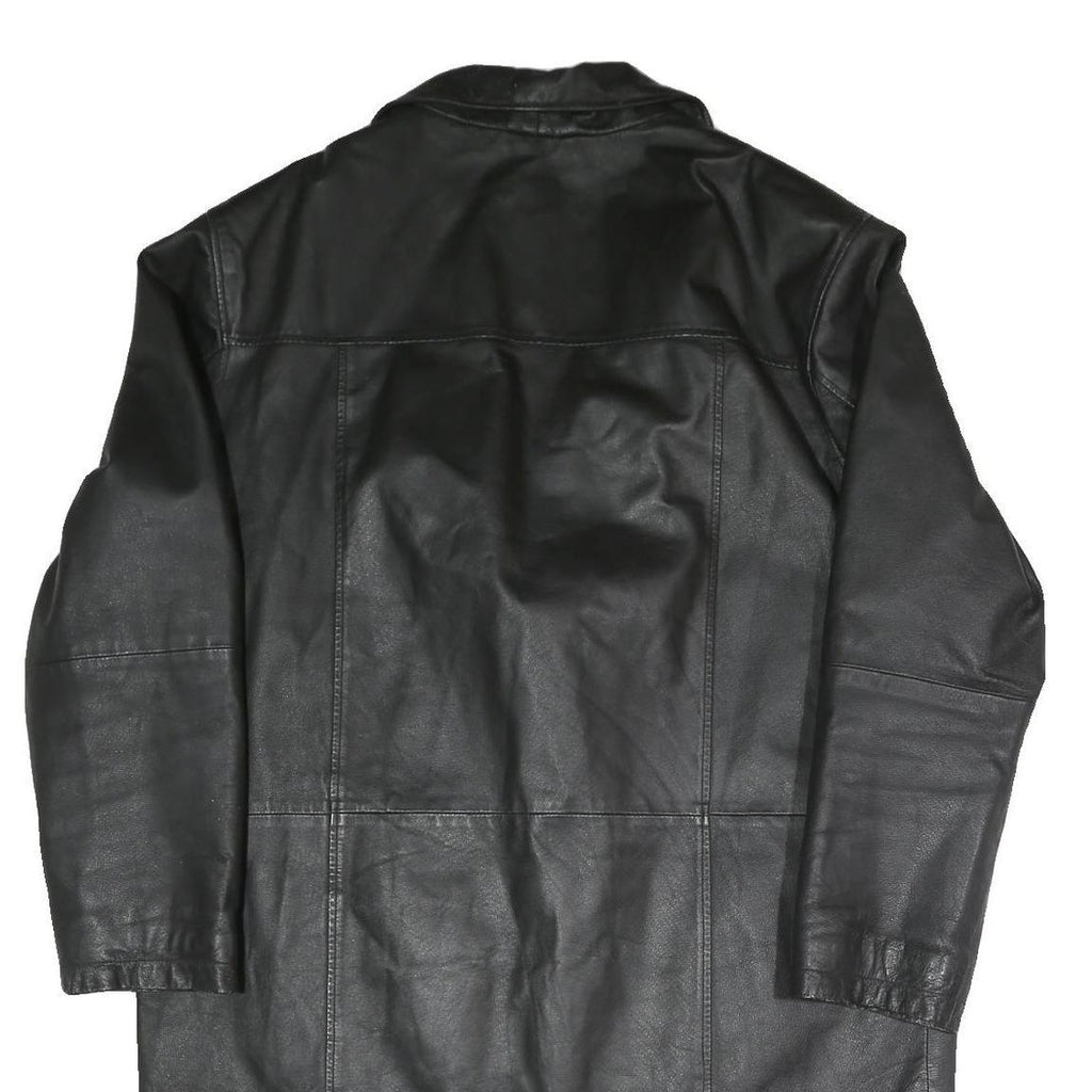 ETCH LEDER Mens Black Leather Button Jacket L Leather Classic Button Closure