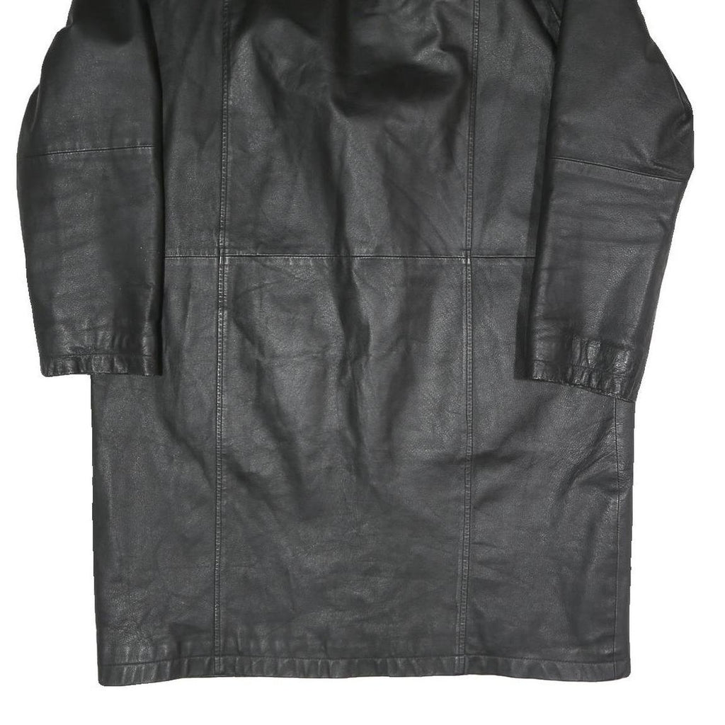 ETCH LEDER Mens Black Leather Button Jacket L Leather Classic Button Closure