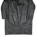 ETCH LEDER Mens Black Leather Button Jacket L Leather Classic Button Closure