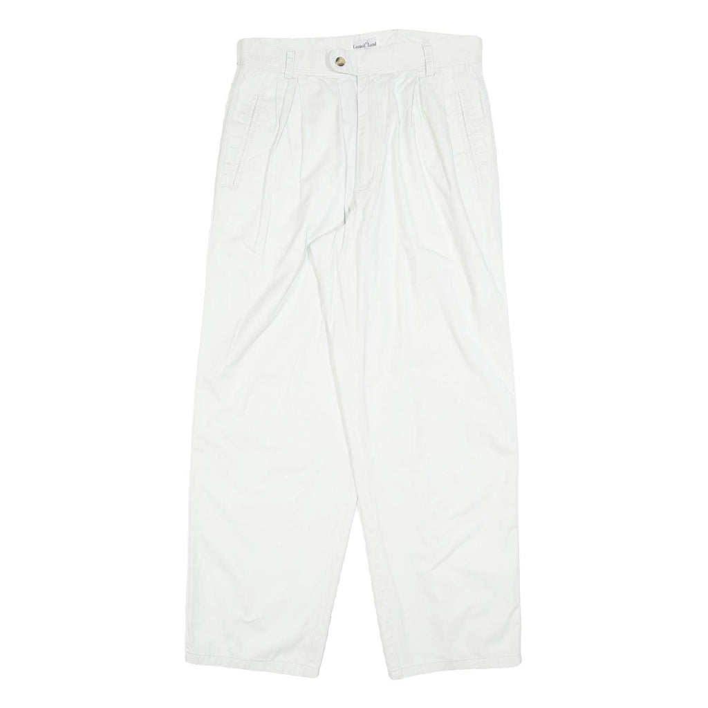 CASUAL LAND Womens Cotton Blend White Relaxed Straight Trousers W30 L30 Casual