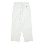 CASUAL LAND Womens Cotton Blend White Relaxed Straight Trousers W30 L30 Casual