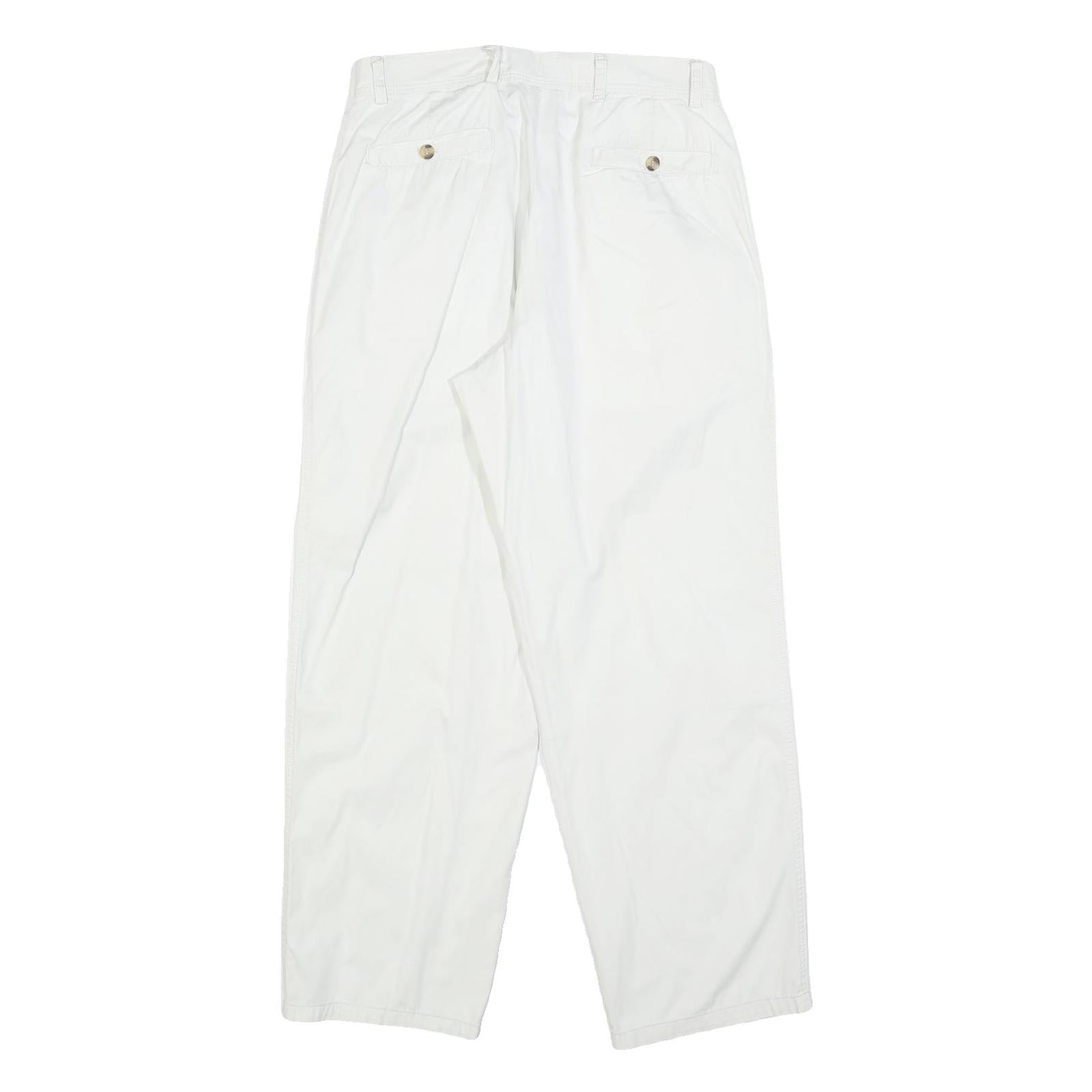 CASUAL LAND Womens Cotton Blend White Relaxed Straight Trousers W30 L30 Casual