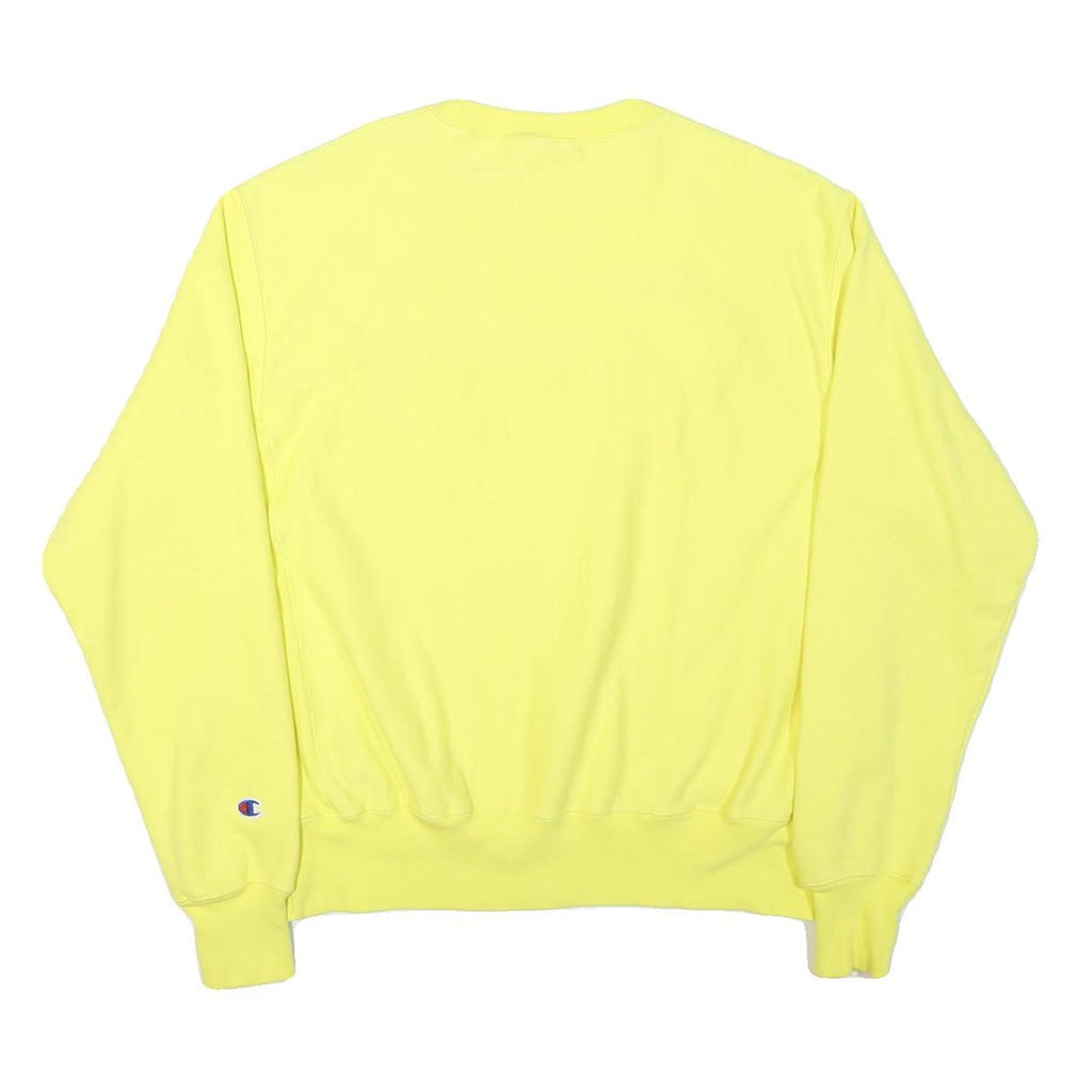 CHAMPION Mens Yellow Pullover Sweatshirt M Cotton Blend Classic Logo Casual