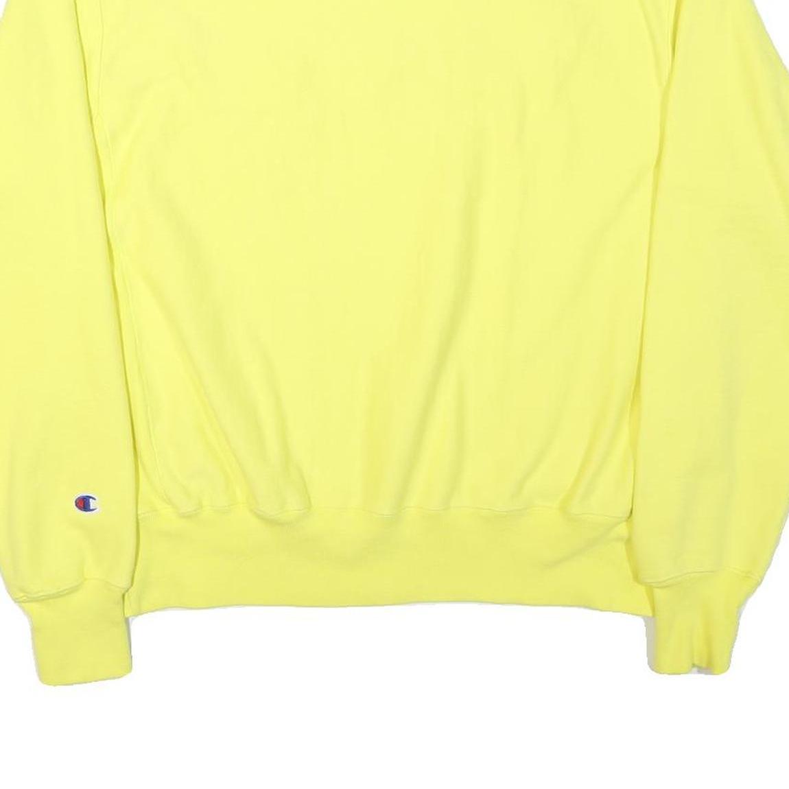 CHAMPION Mens Yellow Pullover Sweatshirt M Cotton Blend Classic Logo Casual