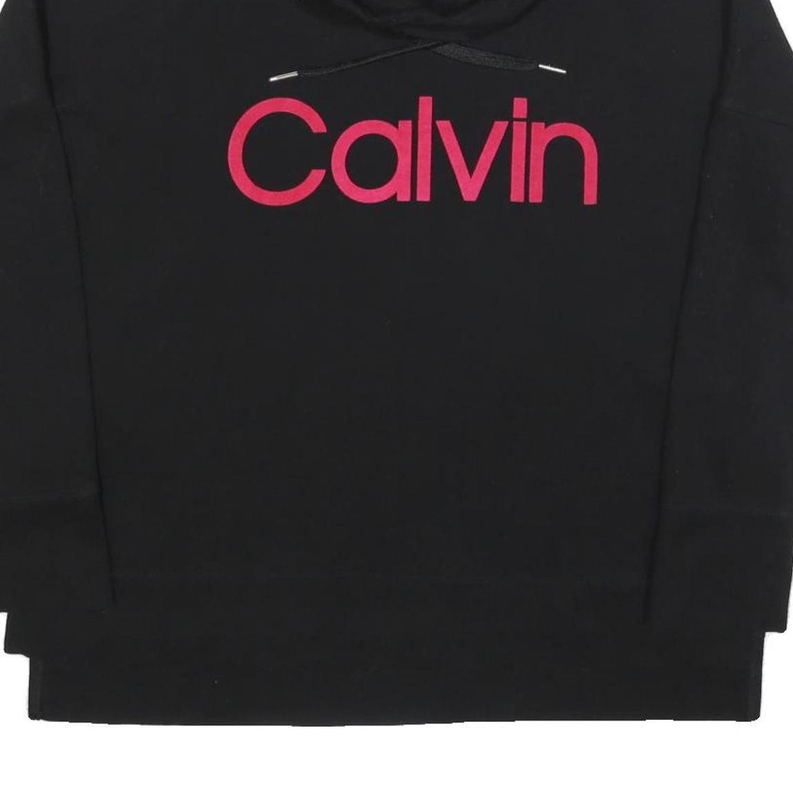 CALVIN KLEIN Womens Black Hoodie L Cotton Blend Casual Pullover