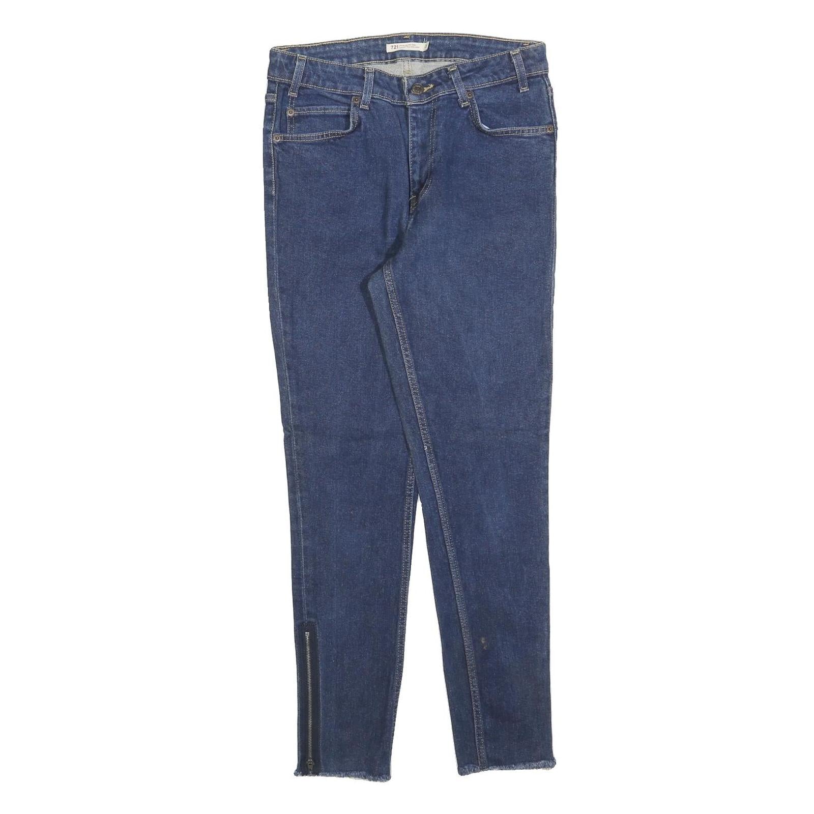 LEVI'S 721 Womens Slim Skinny Denim Dark Blue W28 L30 Zip Closure Stretch