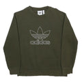 ADIDAS Womens Green Crew Neck S Cotton Blend Sweatshirt Embroidered Logo
