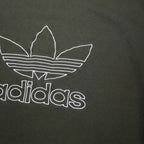 ADIDAS Womens Green Crew Neck S Cotton Blend Sweatshirt Embroidered Logo