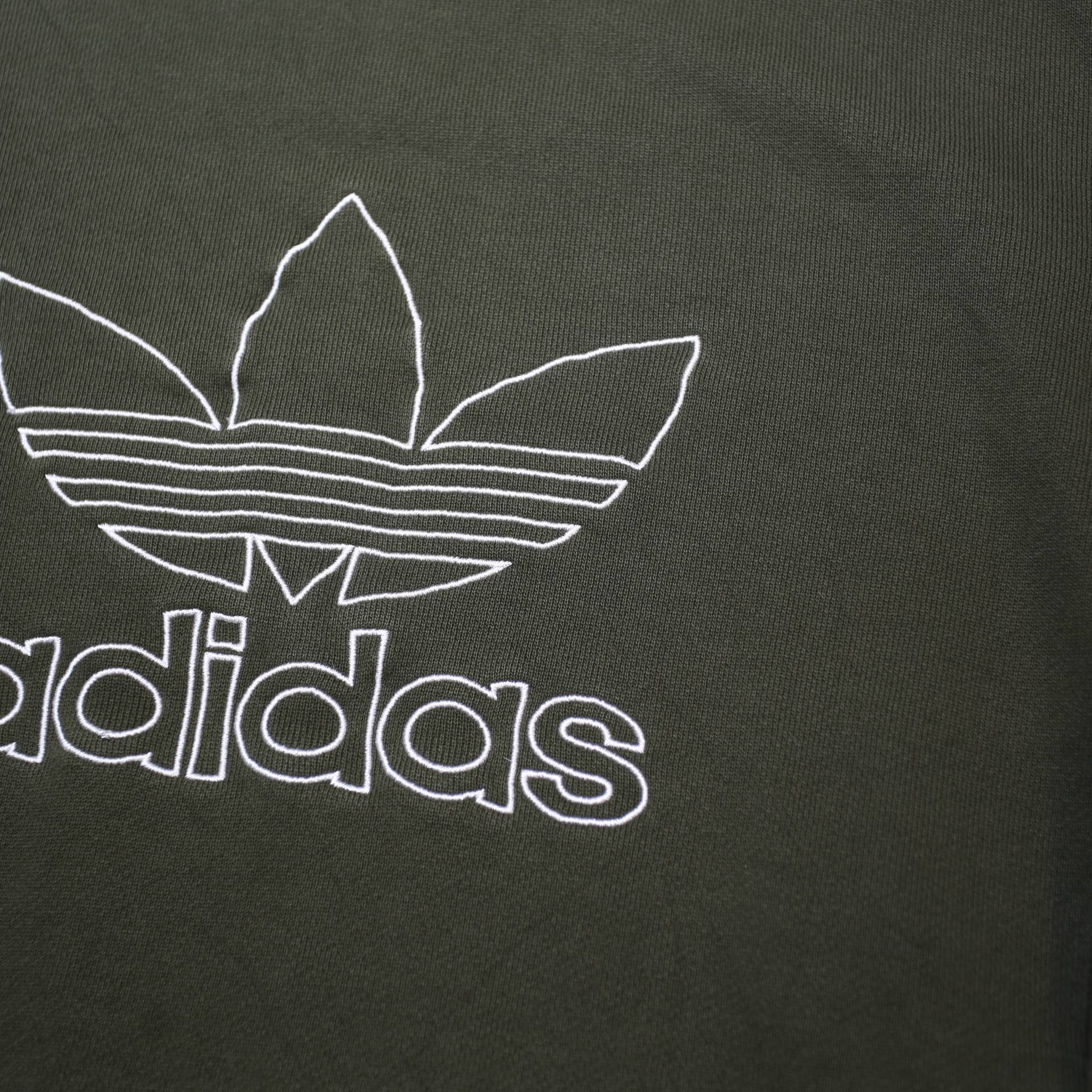 ADIDAS Womens Green Crew Neck S Cotton Blend Sweatshirt Embroidered Logo