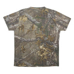 Mens Beige Brown Camouflage T-Shirt L Short Sleeve Crew Neck Realistic Tree