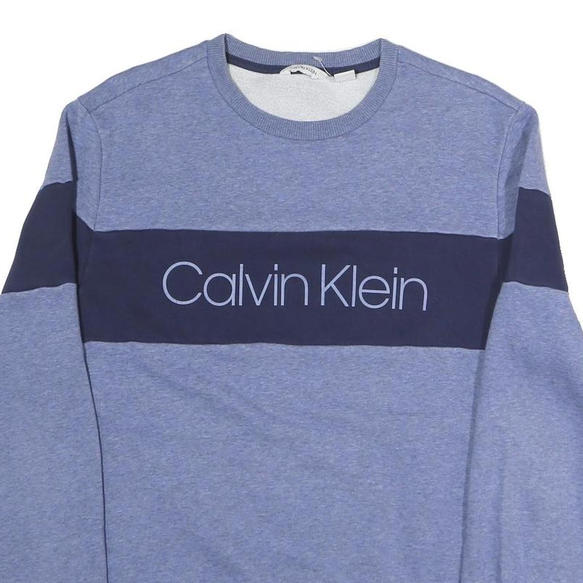 CALVIN KLEIN JEANS Mens Blue Navy Cotton Blend Crew Neck Sweatshirt M Casual