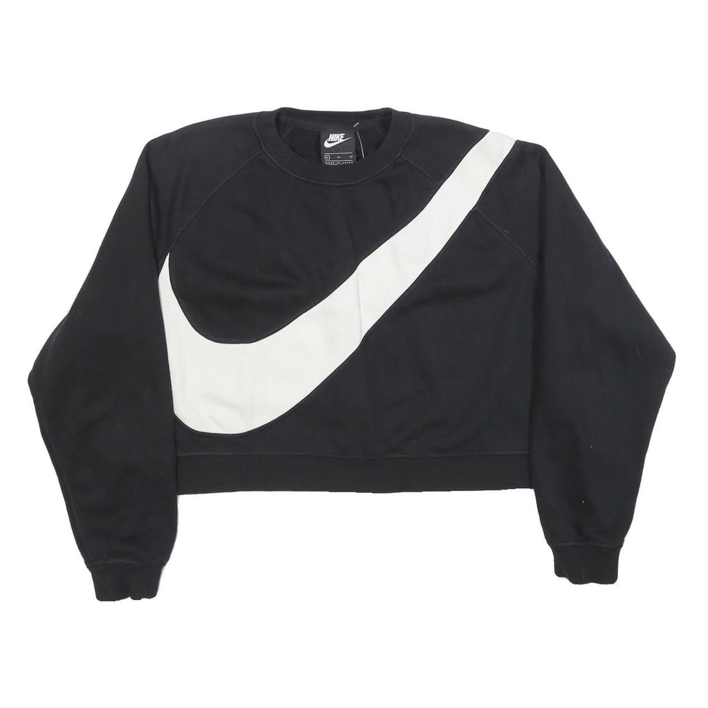 NIKE Womens Black Crop Sweatshirt XL Cotton Blend Crew Neck Casual Wear