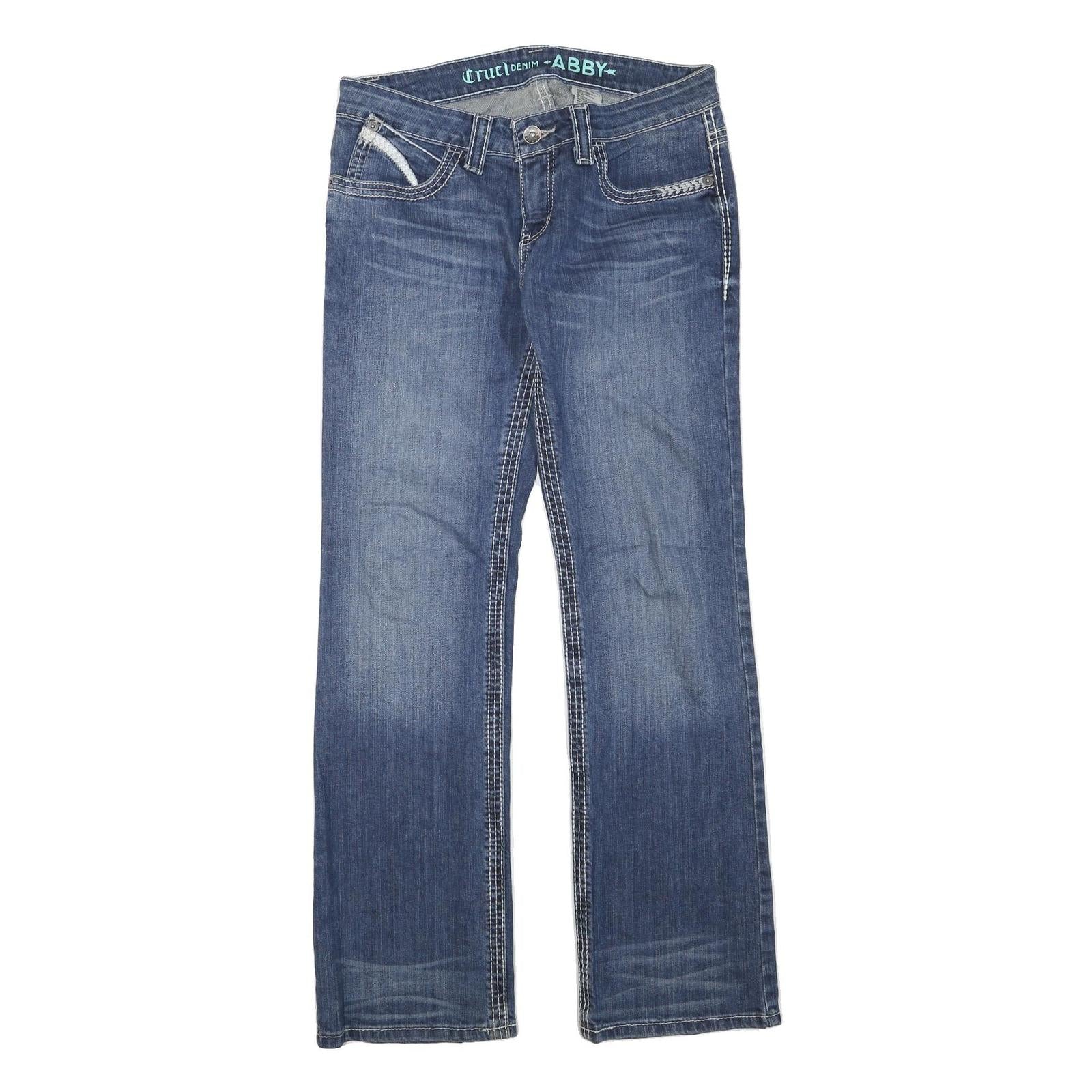 CRUEL DENIM Womens Regular Fit Blue Denim Jeans W32 L32 Stylish Contrast Stitch