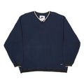 NIKE Mens Blue & Black & White V Neck Pullover L Cotton Blend Jersey Relaxed Fit