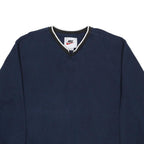 NIKE Mens Blue & Black & White V Neck Pullover L Cotton Blend Jersey Relaxed Fit