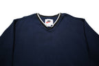 NIKE Mens Blue & Black & White V Neck Pullover L Cotton Blend Jersey Relaxed Fit