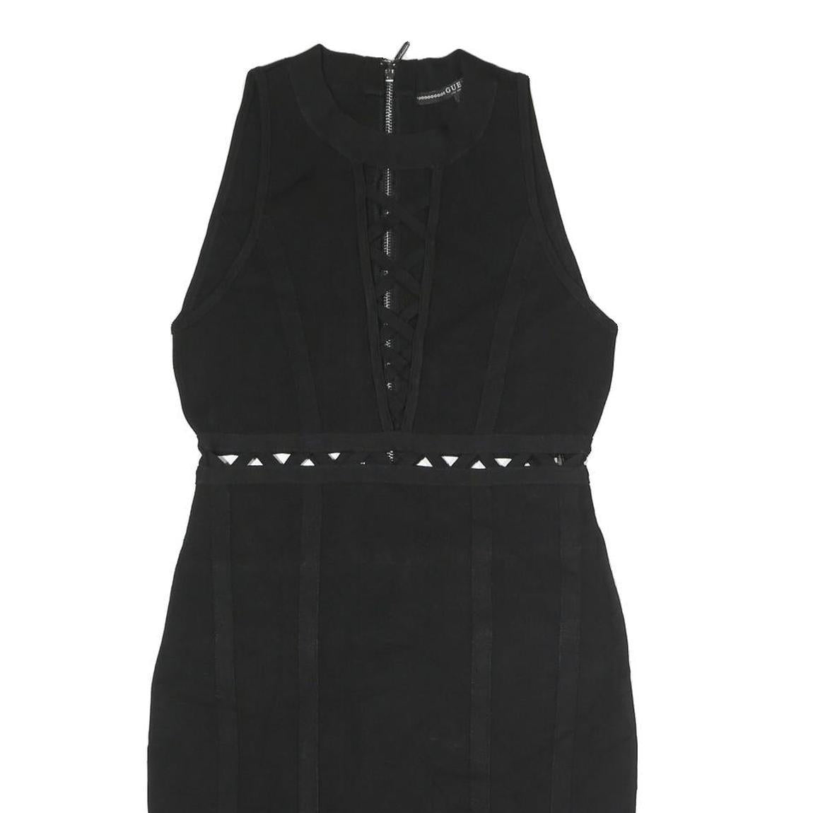 GUESS Womens Black Sleeveless Fit & Flare Polyester Dress M Cutout Waist Detail