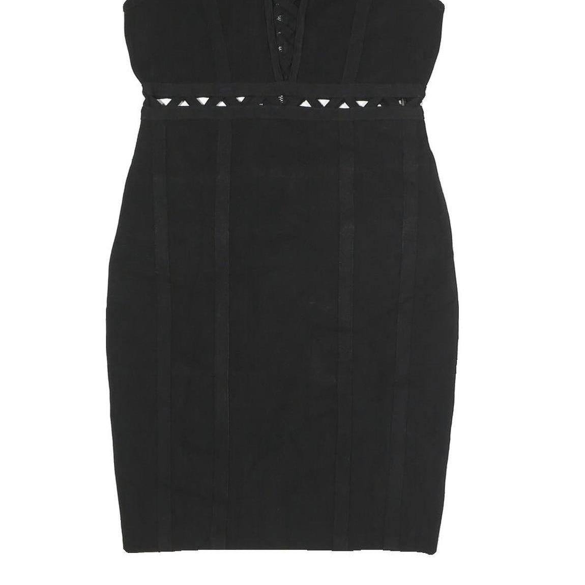 GUESS Womens Black Sleeveless Fit & Flare Polyester Dress M Cutout Waist Detail