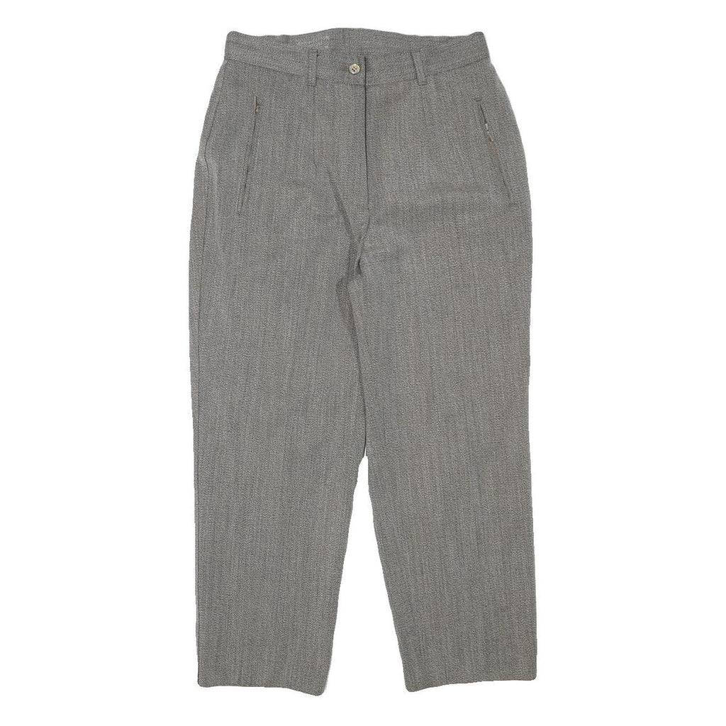 Womens Grey Relaxed Wool Blend Straight Leg Trousers W29 L24 Smart Classic