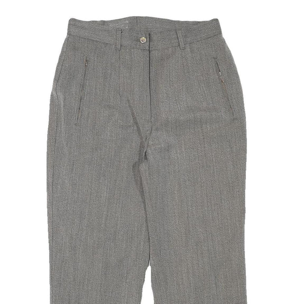 Womens Grey Relaxed Wool Blend Straight Leg Trousers W29 L24 Smart Classic