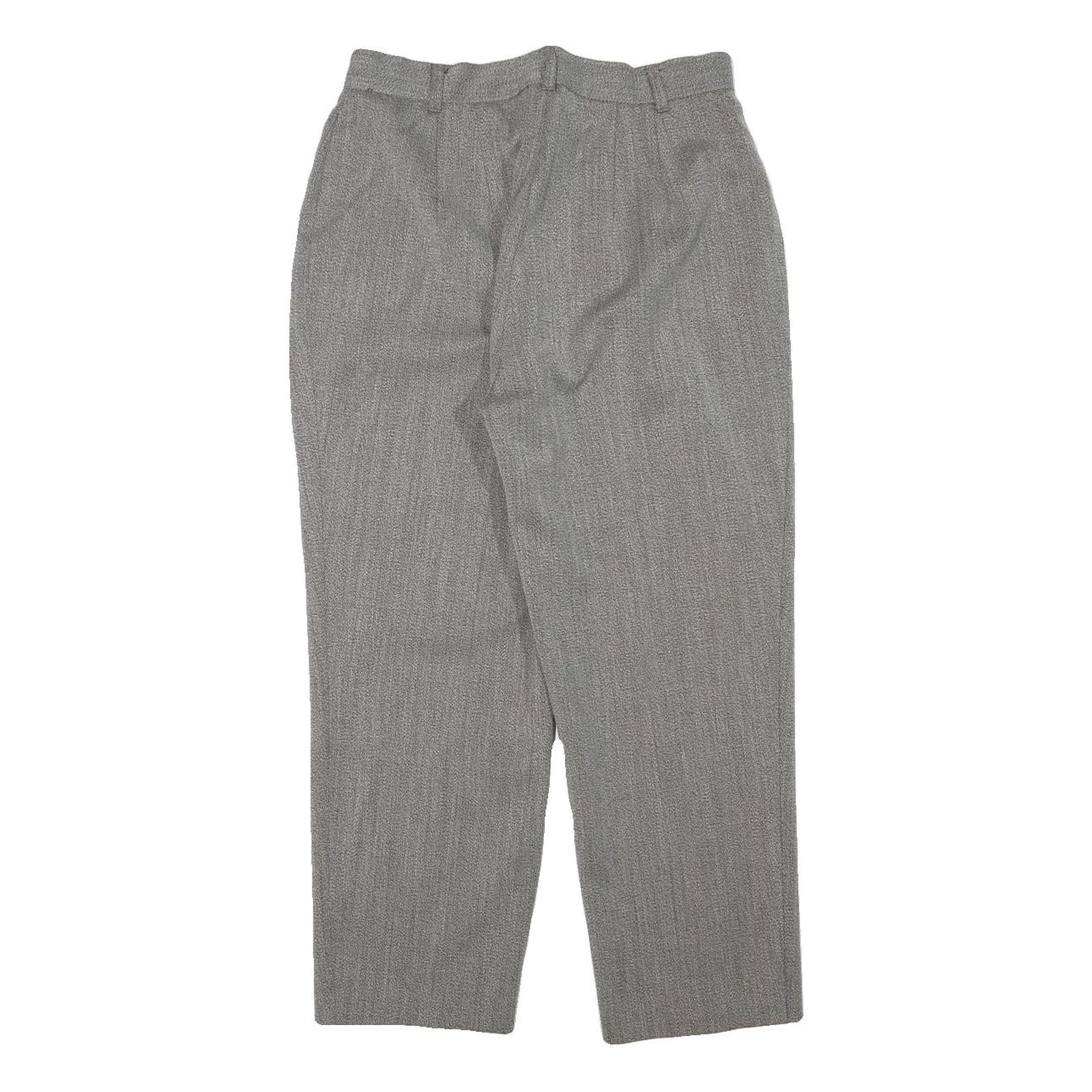 Womens Grey Relaxed Wool Blend Straight Leg Trousers W29 L24 Smart Classic